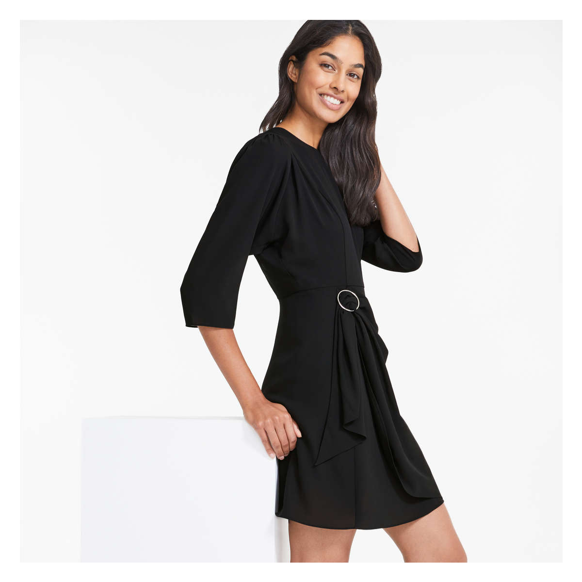 Satin Dress in JF Black from Joe Fresh